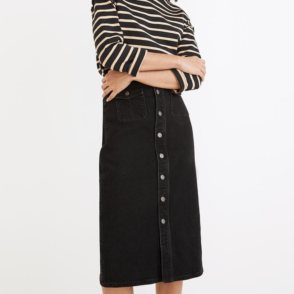 Madewell Denim Button-Front Midi Skirt